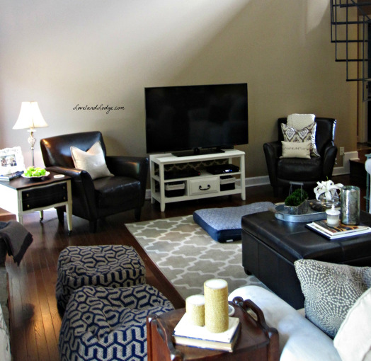 Now my cute DIY TV stand is too small for the big TV, but I still love how it turned out! 